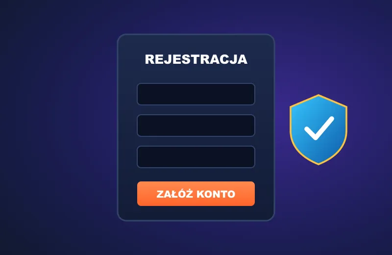 Formularz rejestracji i tarcza – konto w Fast One kasyno